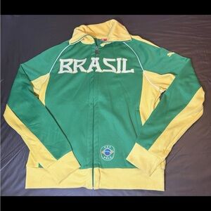 Puma Pele Vintage 00s Brazil Football Green Track Sports Jacket M